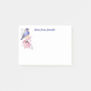 Anpassat namn Vattenfärg Bluebird Garden Bird Art Post-it Block