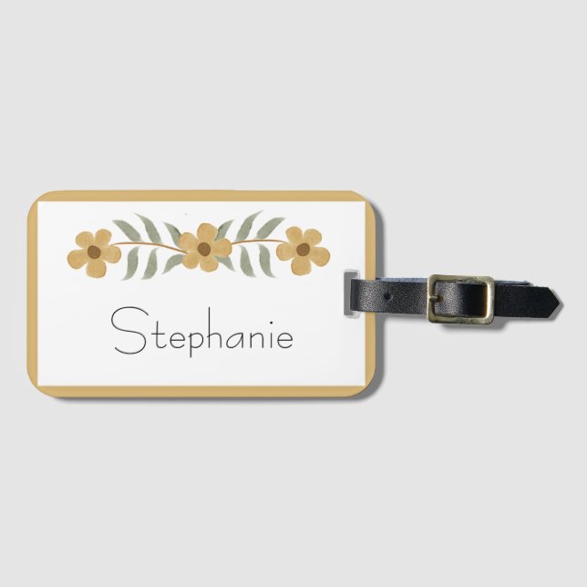 Anpassat namn Vattenfärg Enkel Blommigt Modern Bagagebricka (Framsida horisontal)