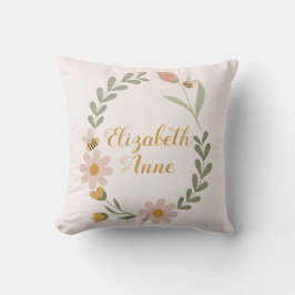 Anpassat namn Vattenfärgsfärg Blommigt Vår Nursery Kudde
