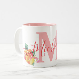 Anpassat namn Vattenfärgsfärg Paint Ro Blommigt Mi Två-Tonad Mugg