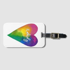 Anpassat namn Vattenfärgshjärta Bagagebricka