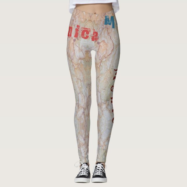 Anpassat namn Veins Pastel Leggings (Framsida)