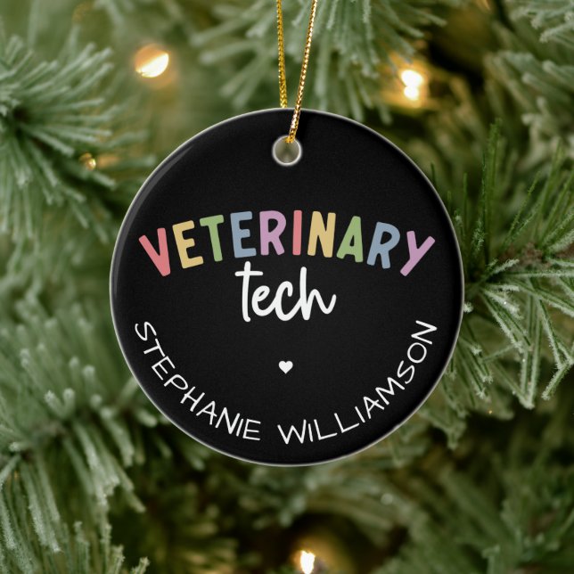 Anpassat namn Veterinärteknik | Vet Technician Julgransprydnad Keramik (Träd)