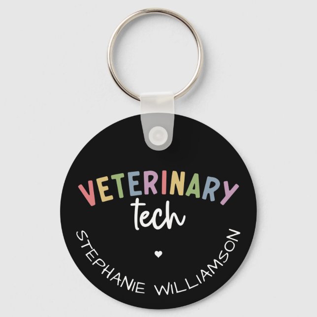 Anpassat namn Veterinärteknik | Vet Technician Nyckelring (Framsida)