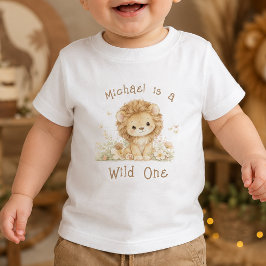 Anpassat Namn Vild En Första Födelsedags Baby Pojk T Shirt