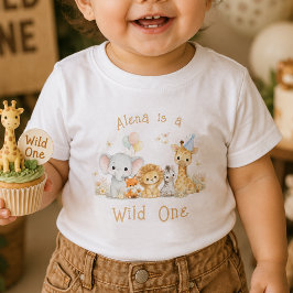 Anpassat Namn Vild En Första Födelsedags Baby Tröj T Shirt