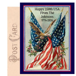 Anpassat namn Vintage Fourth of July Patriotisk Fl Vykort