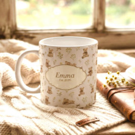 Anpassat Namn Vintage Mysig Cottagecore Nallebjörn Kaffemugg