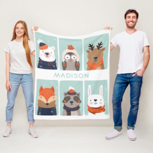Anpassat namn Vinter Animals filt