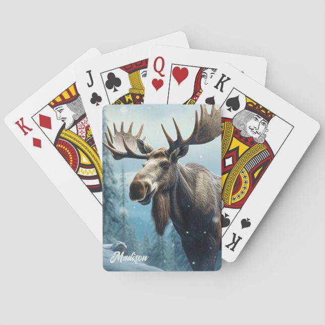 Anpassat namn Vinter Moose Casinokort (Baksidan)
