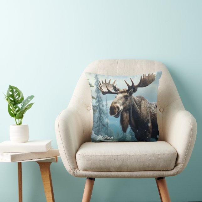 Anpassat namn Vinter Moose Kudde (Stol)