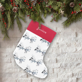 Anpassat Namn Vinterlövverk Mönster Jul Liten Julstrumpa