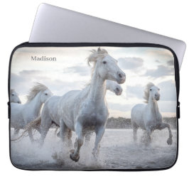 Anpassat namn Vita hästar Laptop Fodral