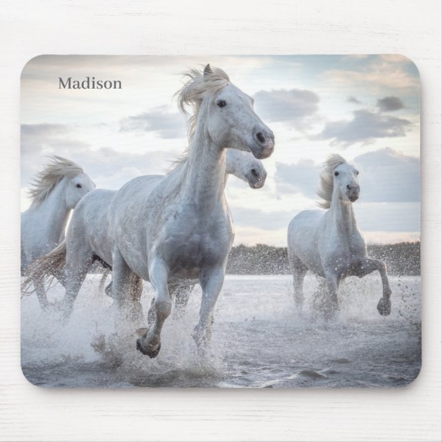 Anpassat namn Vita hästar Musmatta (Framsidan)