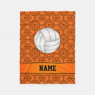 Anpassat namn volleyball Black orange snöflingor Fleecefilt