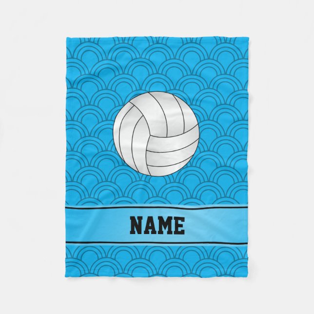 Anpassat namn volleyball himlar blå halvcirklar fleecefilt (Framsidan)