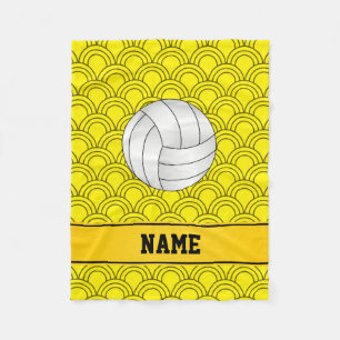 Anpassat namn volleyball svart gult halvcirklar fleecefilt