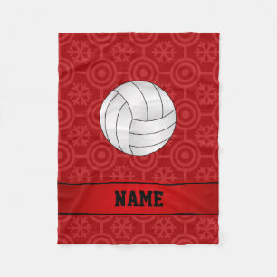 Anpassat namn volleyball svart röd snöflingor fleecefilt