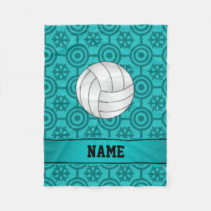 Anpassat namn volleyball turcoise retro snöflingor fleecefilt