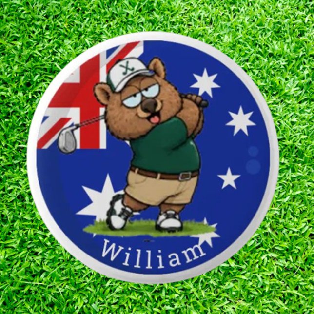 Anpassat Namn Vombat Knapp (Our Custom Name Wombat Button transforms ordinary golf gear into a conversation-starting )