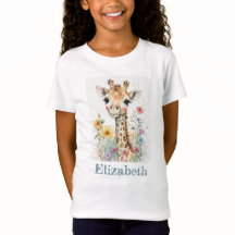 Anpassat namn Watercolor Giraffe T-shirt