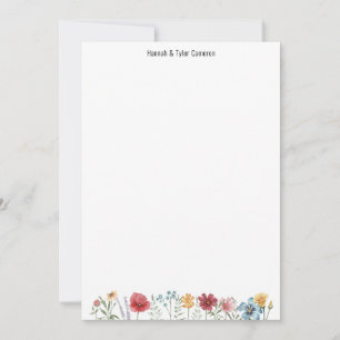 Anpassat namn Watercolor Wildblomskort Inbjudningar