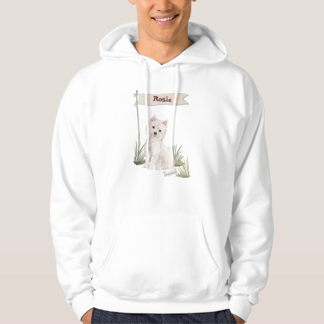 Anpassat namn Westie Pet-Hund Hoodie (Framsida)