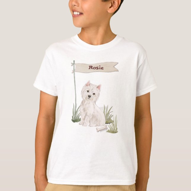 Anpassat namn Westie Pet-Hund T Shirt (Framsida)