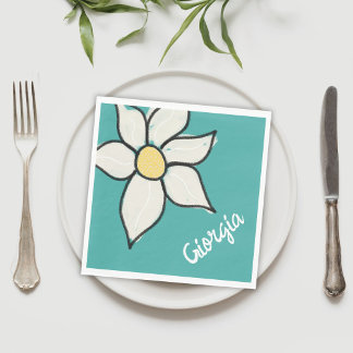 Anpassat Namn Whimsical Daisy Blommig Baby Shower Pappersservett