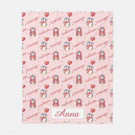 Anpassat namn Whimsical Penguin Barns Flanellfilt Fleecefilt
