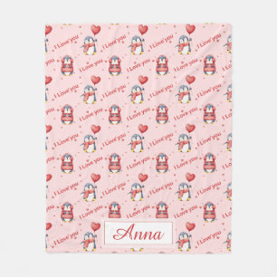 Anpassat namn Whimsical Penguin Barns Flanellfilt Fleecefilt