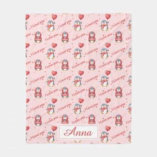 Anpassat namn Whimsical Penguin Barns Flanellfilt Fleecefilt