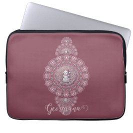 Anpassat namn Whimsical Snögubbe Ornamental Mandal Laptop Fodral