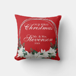 Anpassat namn White Poinsettia Blommigt jul Kudde