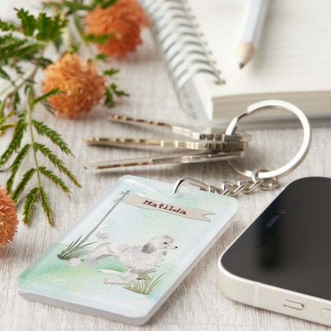 Anpassat namn White Pudel Pet Hund (Högra Framsidan)