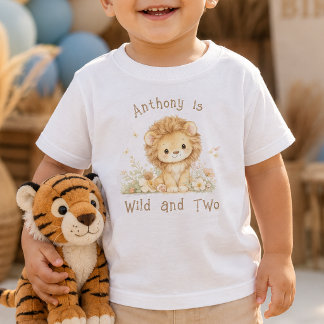 Anpassat Namn Wild and Two 2-års Födelsedags Baby T Shirt