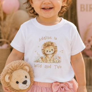 Anpassat Namn Wild and Two 2-års födelsedagsbabytr T Shirt
