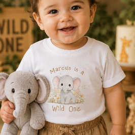 Anpassat namn Wild One 1-års födelsedag Babypojke T Shirt
