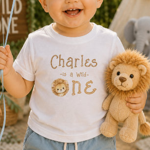 Anpassat namn Wild One Lejon 1-årsdag Baby Tröja