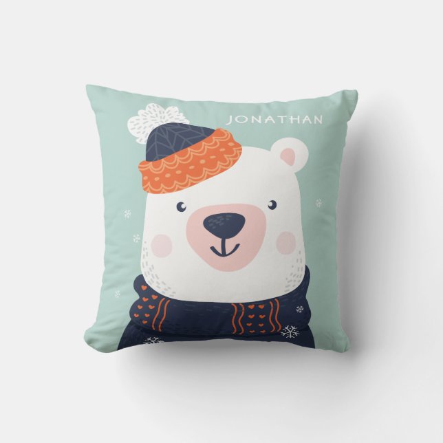 Anpassat namn Winter Animals dekorativ kudde (Framsida)