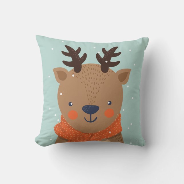 Anpassat namn Winter Animals dekorativ kudde (Framsida)