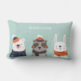 Anpassat namn Winter Animals dekorativ kudde