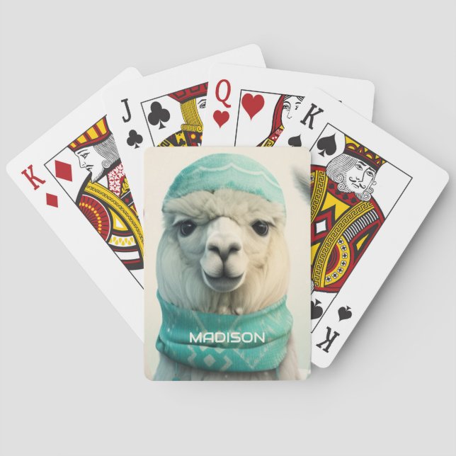 Anpassat namn Winter Llama Casinokort (Baksidan)