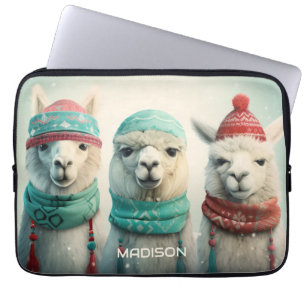Anpassat namn Winter Llamas Laptop Fodral