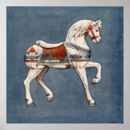 Anpassat namn | Wooden Carousel Horse Art Poster