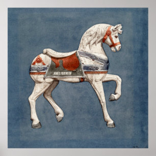 Anpassat namn Wooden Carousel Horse Art Poster