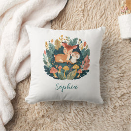 Anpassat namn Woodland Fawn Floral Nursery Kudde