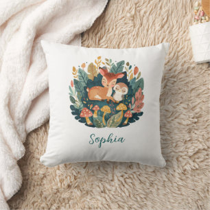 Anpassat namn Woodland Fawn Floral Nursery Kudde