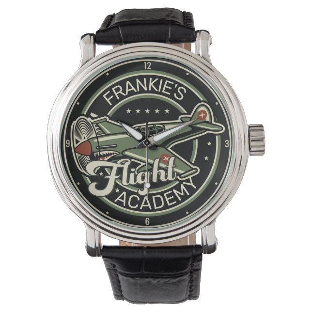 Anpassat NAMN WWII Militär Fighter Krig Flygplan R Armbandsur (Framsida)