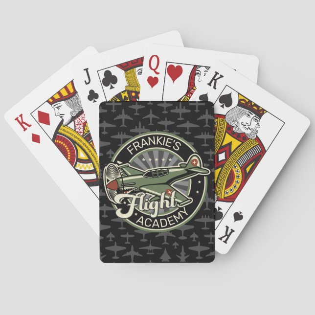 Anpassat NAMN WWII Militär Fighter Krig Flygplan R Casinokort (Baksidan)